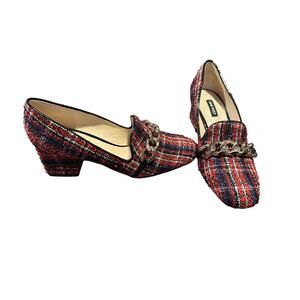 Nine West Remal Plaid Block Heeled Loafers Women’s 7.5M